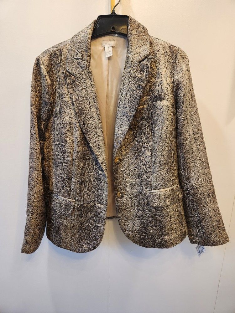 Chico's Neutral Snakeskin Blazer