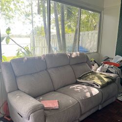 Grey Reclining Couch (automatic) 