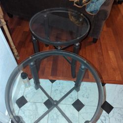 Iron And Glass End Tables