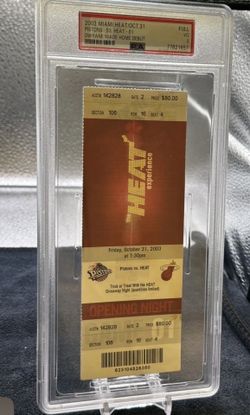Miami Heat v Pistons Oct 31 2003 Full Ticket Stub Dwyane Wade Home Debut PSA 3