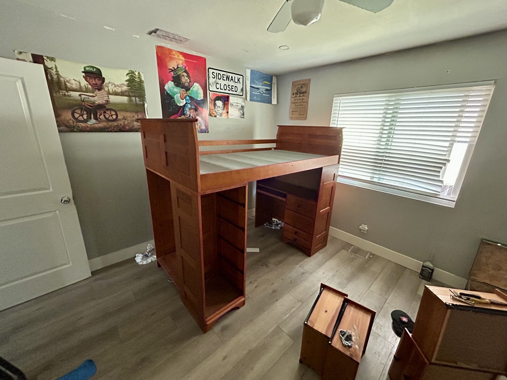 Solid Wood Loft Bed with Desk & Drawers – Great Condition!