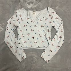 Floral Long Sleeve Crop Top