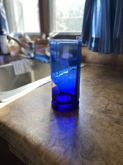 14 Vintage Cobalt Blue Water Glasses