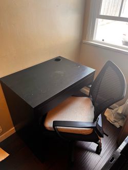 Black Desk and Office Chair Set