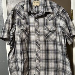 New Wrangler Tan Button Up Long Sleeve Shirt 