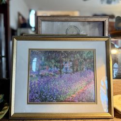 Monet Artist’s Garden At Giverny Vintage Print In Original Frame 