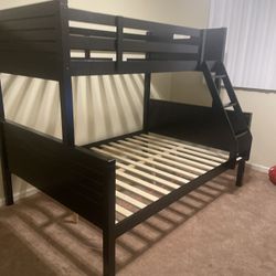 Twin/full bunk bed. $350 bunk only. $550 with mattresses. Available in white and espresso.Assembly required. Assembly not included. Tax included. Free