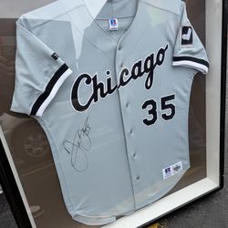 Chicago White Sox Frank Thomas signed jersey glass frame