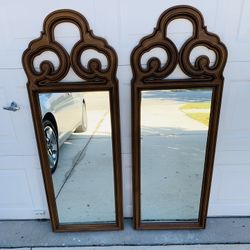 Mid Century Vintage Pair of Matching Mirrors