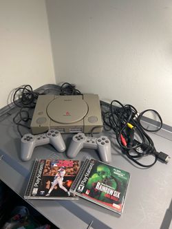 Sony PlayStation 1 PS1 Console Bundle 2 OEM Controllers Cables + 2 Games Tested