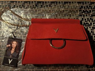 Vanessa Williams Genuine Suede Red Clutch/ Crossbody Bag Purse NIB