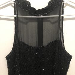 Black Beaded Formal Dress Size 10 Sleeveless 
