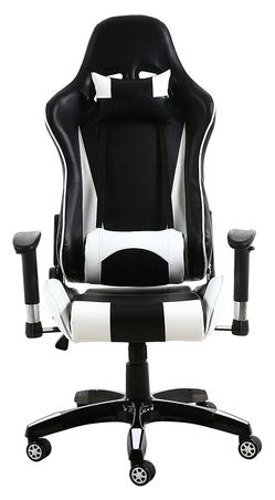 Executive Office Chair – Black & White Leather High Back Gaming Chair, Halloween Party