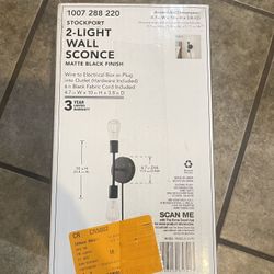 Hampton Bay Stockport 2-Light Matte Black Wall Sconce