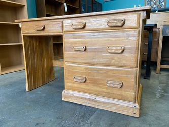 RANCH OAK BY BRANDT Vintage Light Wood Writing Desk