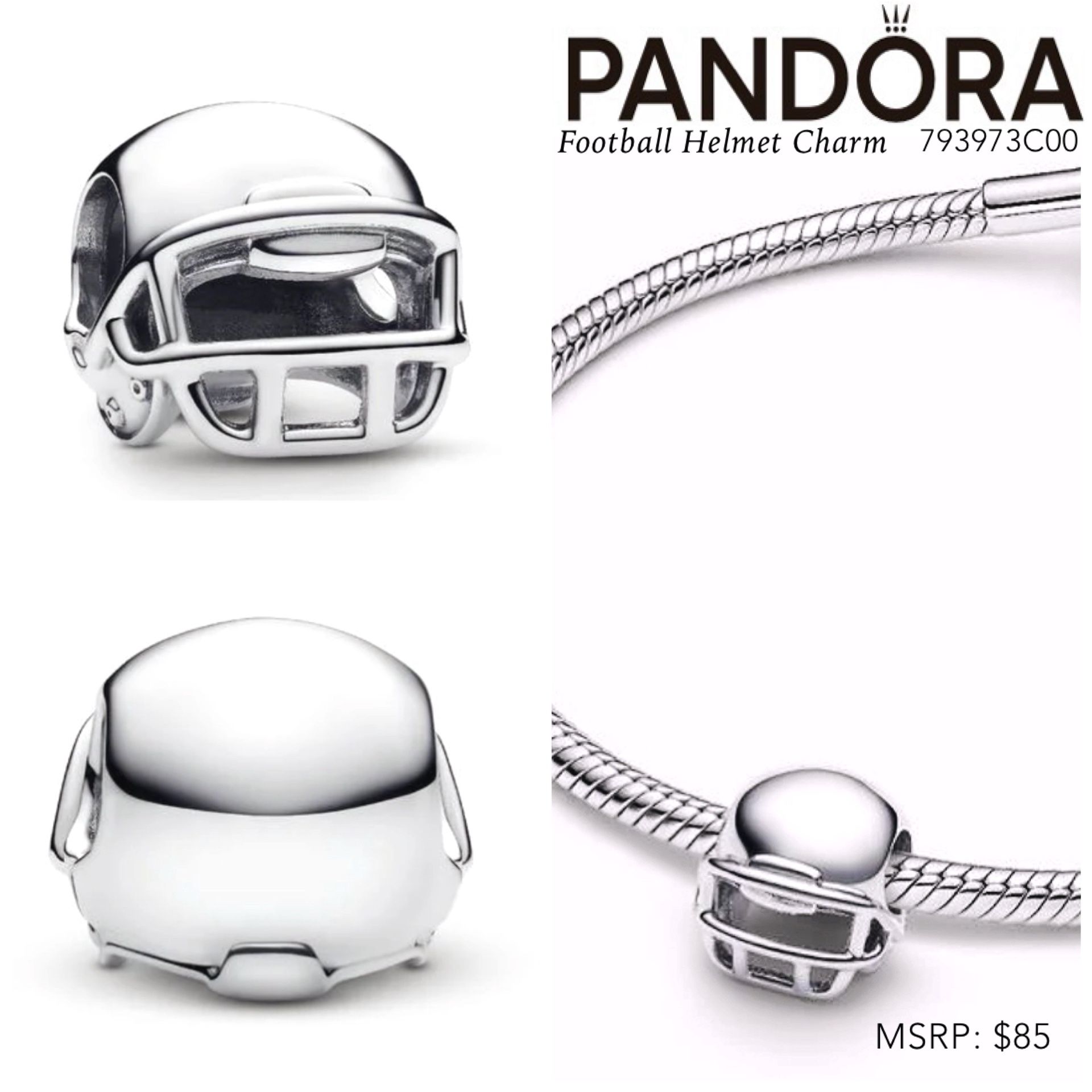 PANDORA Football Helmet Charm w/box