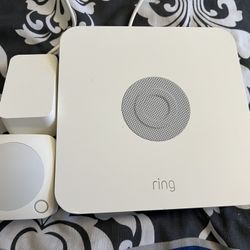 Ring alarm base station, motion detector and key pad.