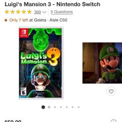 Nintendo Switch Luigi Mansion 3 