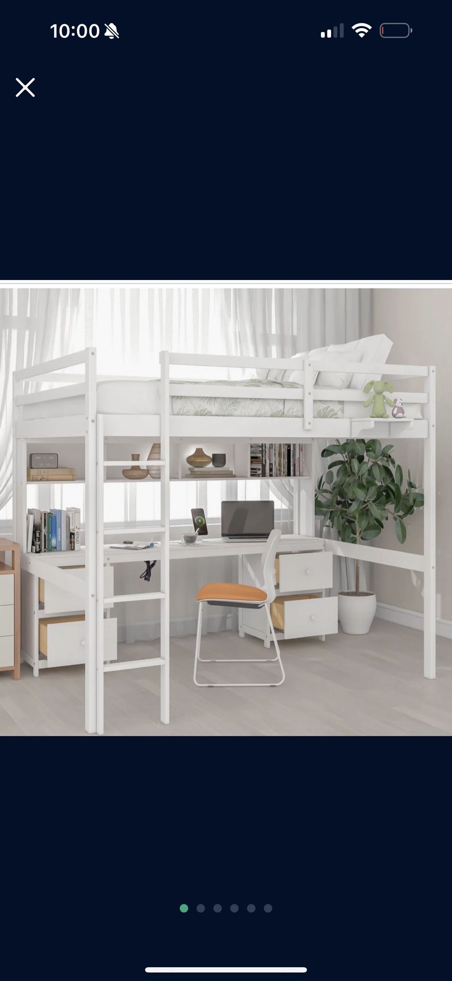 Loft Bed Teen Bed White Bed Desk
