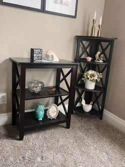Corner foldable shelf with small shelf table