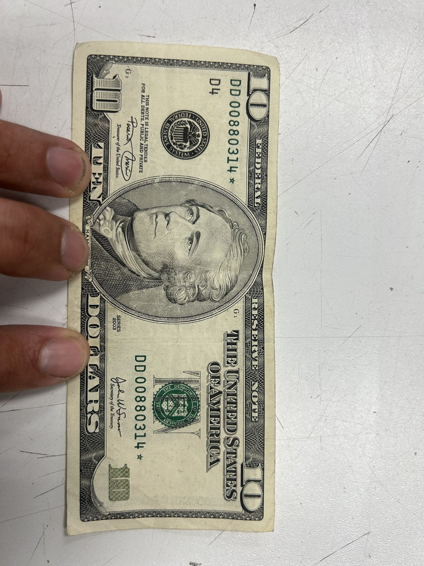 10$ Star Bank Note 2003 Top Condition - Rare * Bill Low Serial Number 