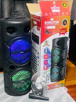 Brand New Bluetooth Karaoke Party Speaker w/ Wireless Mic, Remote & LED Lights