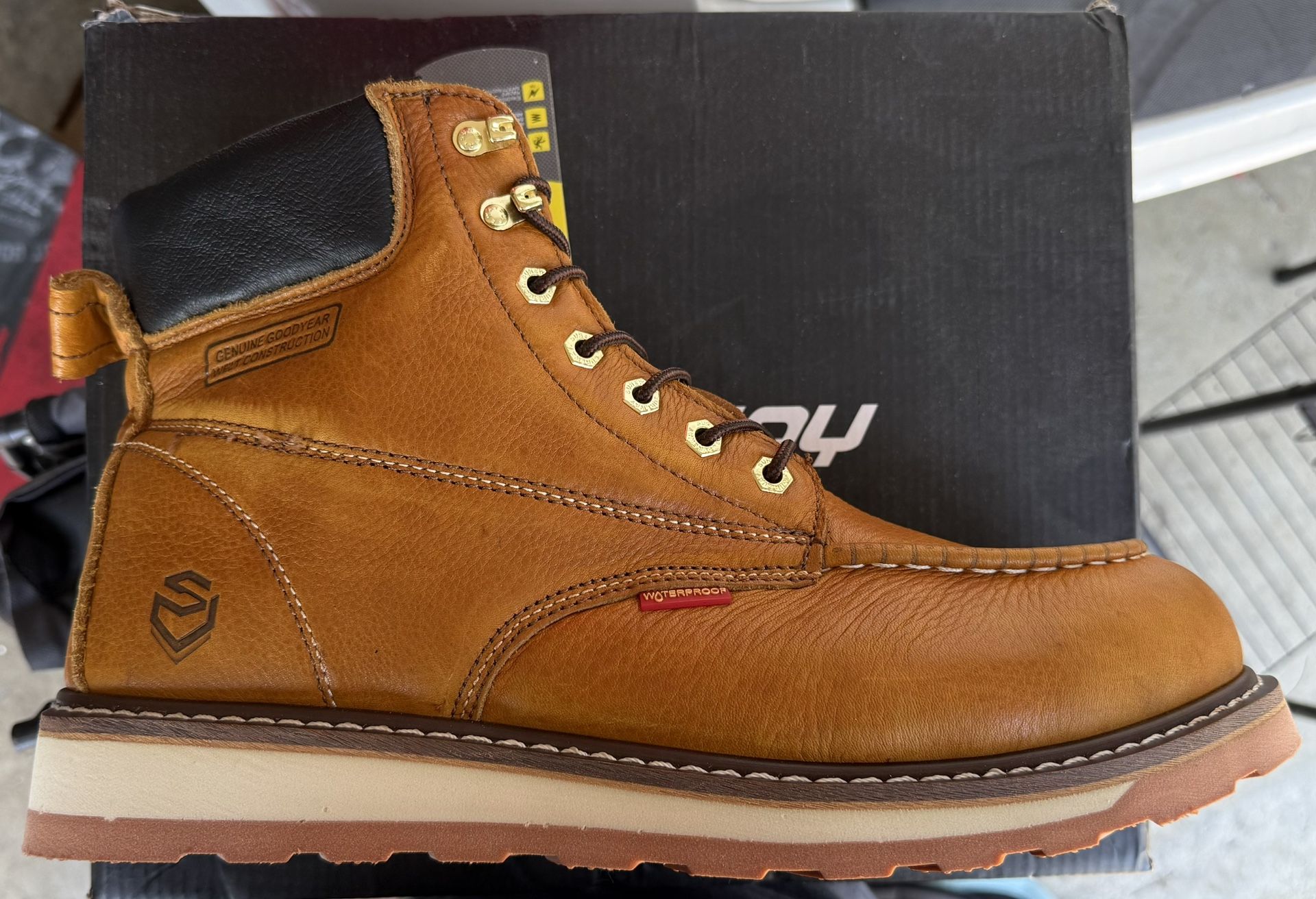 Sureway Men's Moc Toe Work Boots 601 Light Brown Soft Toe