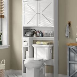 Farmhouse Over The Toilet Storage Cabinet Space Saver