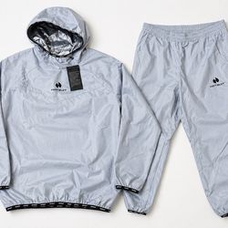 HOTSUIT Sauna Suit Set Men L Gray NWT Sweat Workout Jacket Pants Fitness