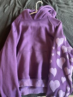 Paul hendrx purple magenta fusha violet leave heart graphic hoodie size medium