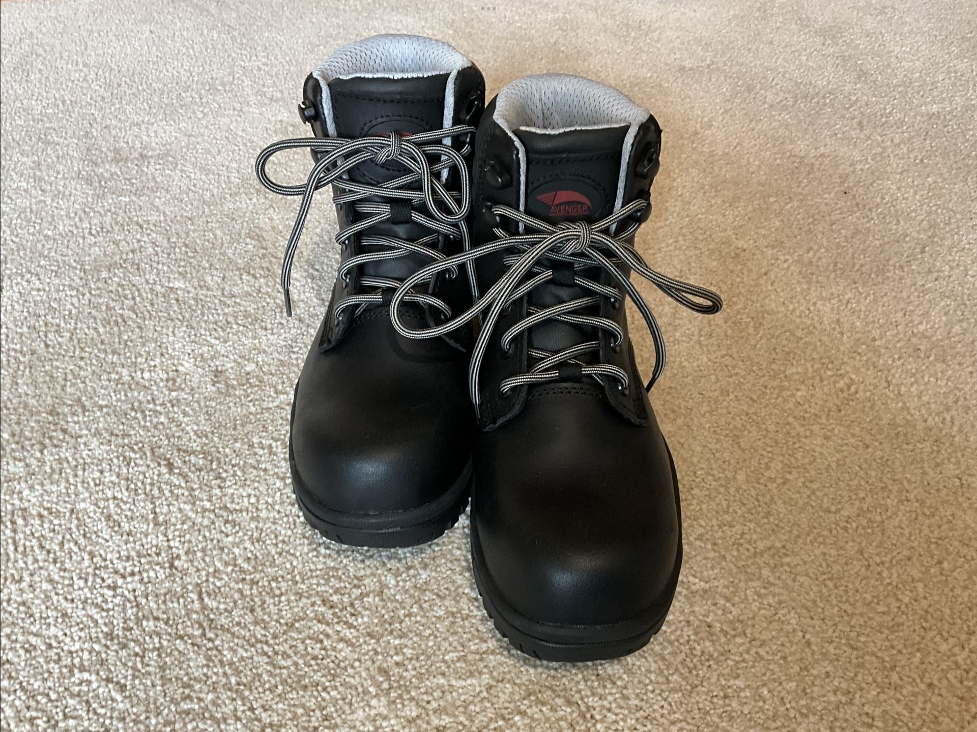 New Black Steel Toed Work Boots. Woman’s Size 7