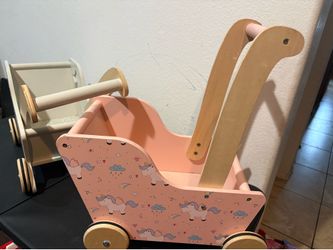 Wooden doll stroller