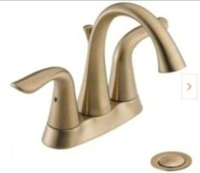 Delta Lahara 4 in. Centerset 2-Handle Bathroom Faucet with Metal Drain Assembly in Champagne Bronze