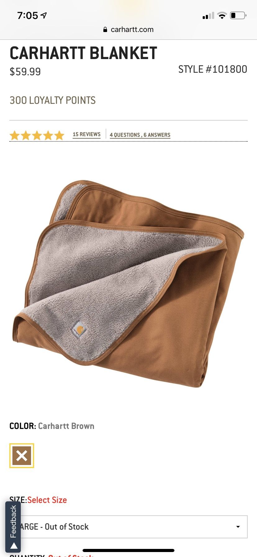 Carhartt Blanket 59” x 45”