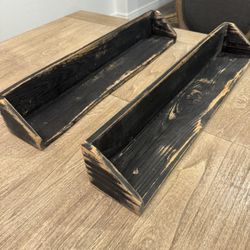 Two Rustic Wood Floating Shelves 