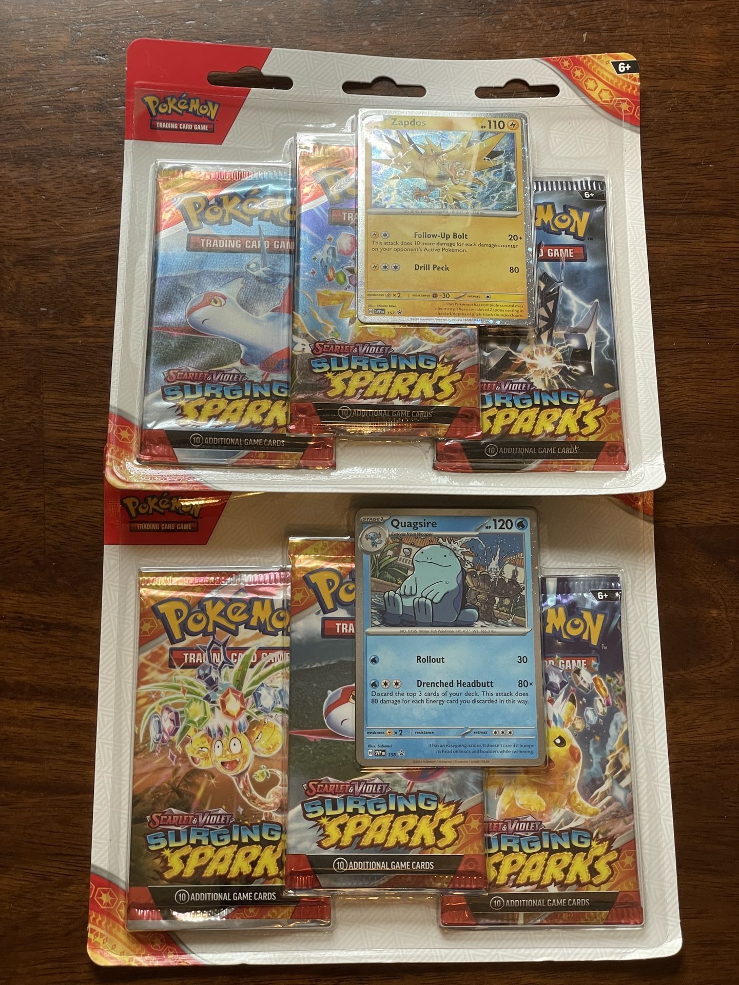 Pokémon TCG- Scarlet Violet Surging Sparks 3 Pack Booster Blister Zapdos New