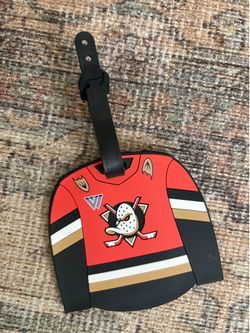 Anaheim Ducks Hockey Team Luggage Tag Silicone Black Orange Metallic Gold White Travel Accessories