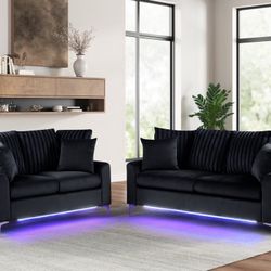 Celina Black 2pc Sofá And Loveseat 🥰❤️🥰❤️🥰