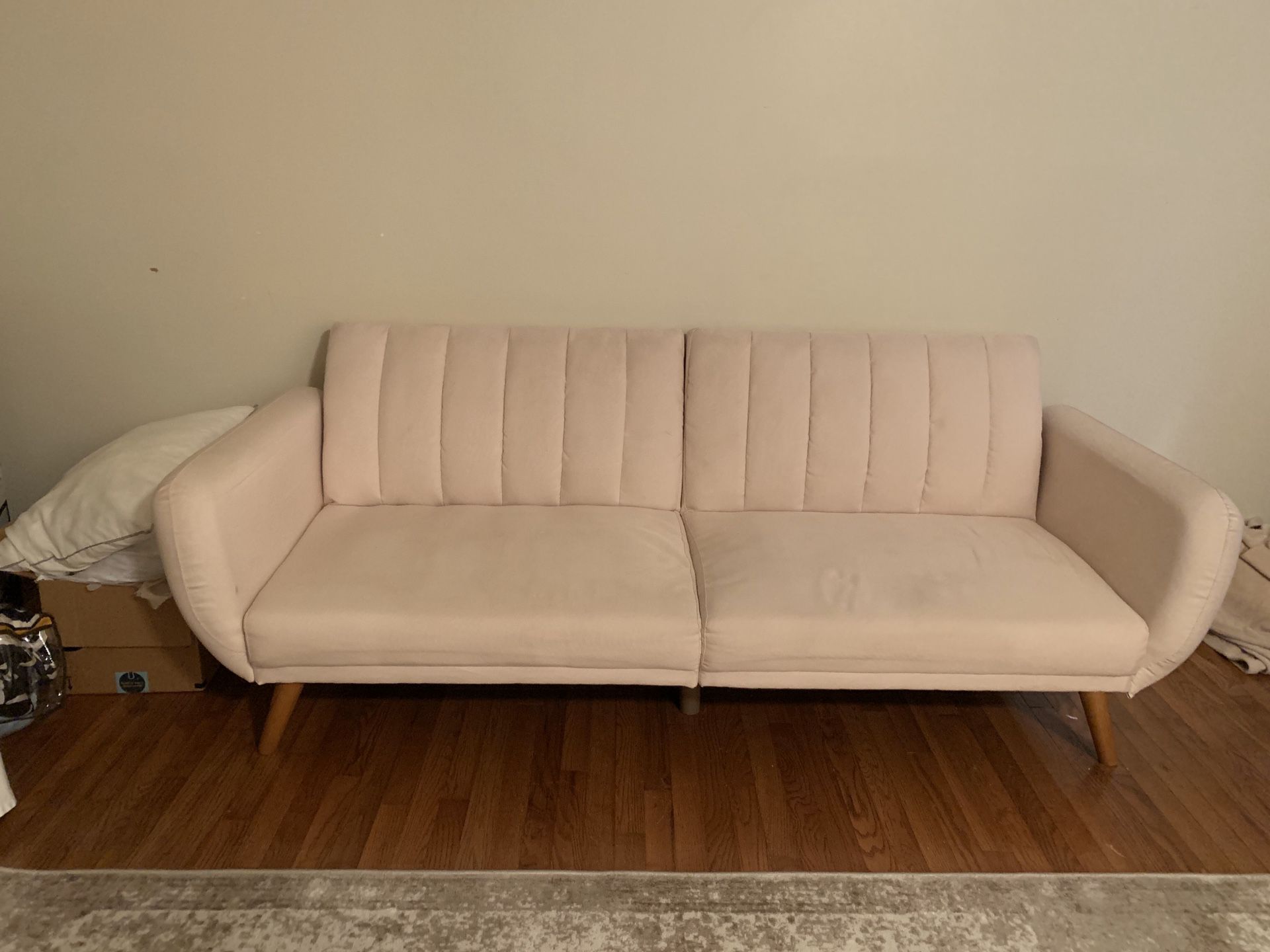 Modern Blush Pink Futon Couch