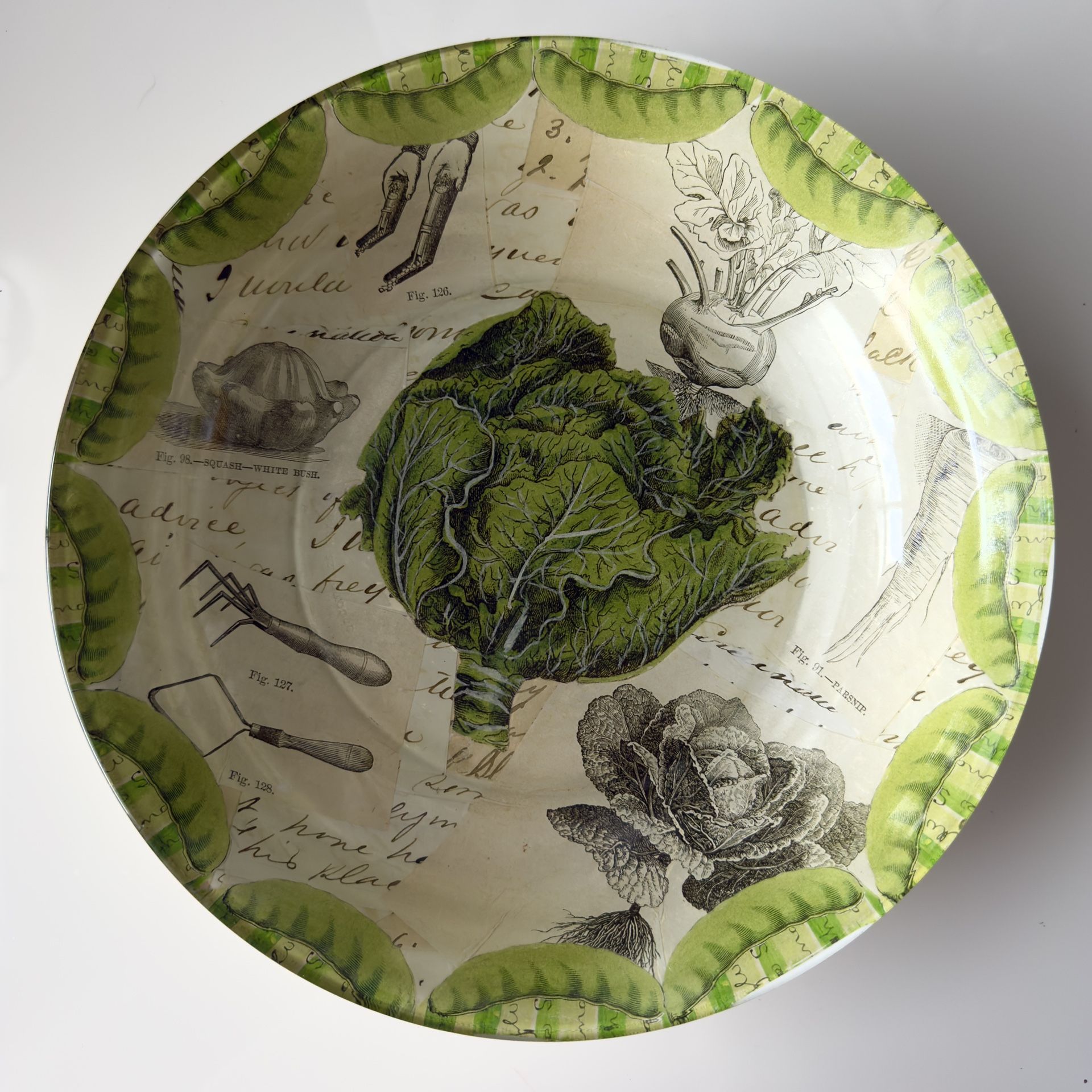 11 Inch, Unique Vegetable Art Glass Serving Bowl