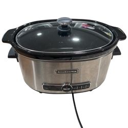 KitchenAid 6-Quart Slow Cooker with Solid Glass Lid - RRKSC6223SS Used Tested