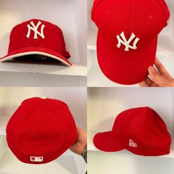 New Era 59FIFTY New York Yankees MLB Fitted Cap Hat Red Size 7 5/8
