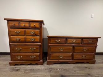 Matching Pair of Vintage Wooden Dressers – Beautiful Set!