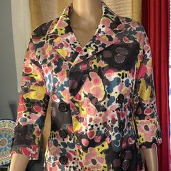 Vertigo, women's flowered jacket, double-breasted buttons, fabric, size S