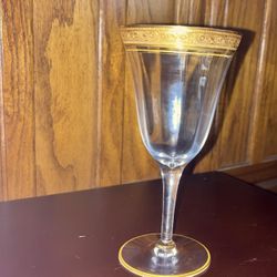 Gold rimmed crystal glasses