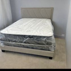 Brand New Queen Bed Frame With Mattress & Box Spring Today For Only $349 🚨 Ready For Delivery 🚚 