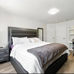 KING SIZE BEDROOM SET - BED FRAME, NIGHT TABLES, DRESSER