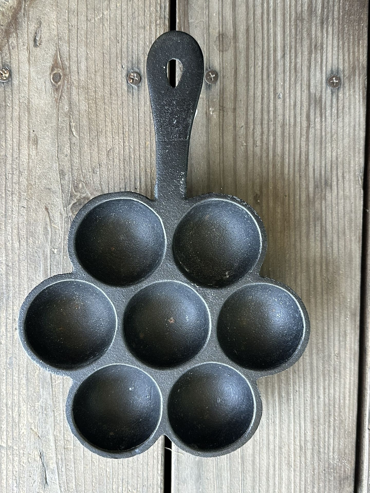 Vintage Cast Iron John Wright Aebleskiver Pancake Balls 7 Hole Pan Danish