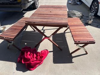 Collapsible wood table and chairs