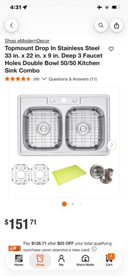 Stainless Steel Double Bowl Drop-In Kitchen Sink